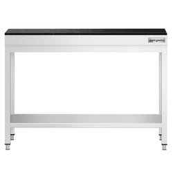 Stół roboczy centralny ze stali nierdzewnej PREMIUM - 1000x800mm - z półką - z blatem granitowym