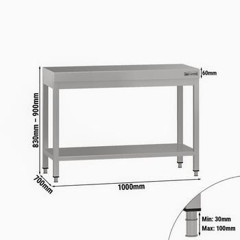 Stół roboczy ze stali nierdzewnej ECO - 1000 x 700 mm - z podstawą - Prime Gastro