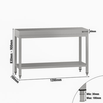 Stół roboczy ze stali nierdzewnej ECO - 1200 x 700 mm - z podstawą - Prime Gastro