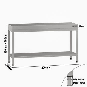 Stół roboczy ze stali nierdzewnej ECO - 1500 x 600 mm - z podstawą - Prime Gastro