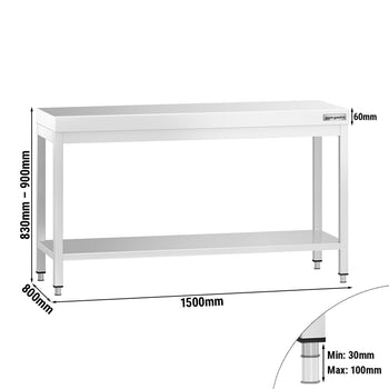 Stół roboczy ze stali nierdzewnej PREMIUM – 1500 x 800 mm – z podstawą - Prime Gastro