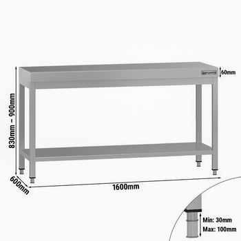 Stół roboczy ze stali nierdzewnej ECO - 1600 x 600 mm - z podstawą - Prime Gastro