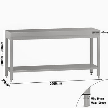 Stół roboczy ze stali nierdzewnej ECO - 2000 x 700 mm - z podstawą - Prime Gastro