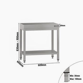 Stół roboczy ze stali nierdzewnej ECO - 600 x 600 mm - z podstawą - Prime Gastro