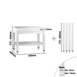 Stół z stali nierdzewnej 600 x 600 mm – z podstawą