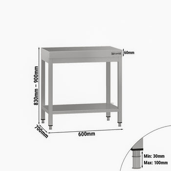 Stół roboczy ze stali nierdzewnej ECO - 600 x 700 mm - z podstawą - Prime Gastro