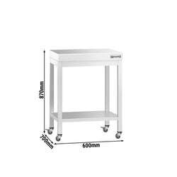 Stół roboczy ze stali nierdzewnej PREMIUM – 600 x 700 mm – z półką dolną i kółkami