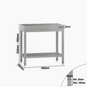 Stół roboczy ze stali nierdzewnej ECO - 700 x 700 mm - z podstawą - Prime Gastro