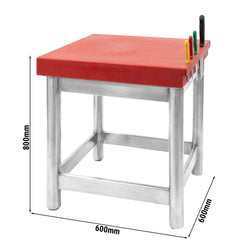 Kloc masarski z polietylenu (PE 500) - 600x600x80mm - z uchwytem na noże
