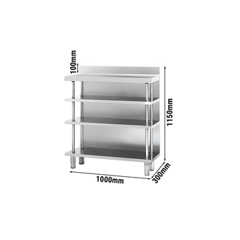 Stół roboczy barowy ze stali nierdzewnej z 4 półkami 1000x300 - Prime Gastro