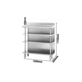 Stół roboczy barowy ze stali nierdzewnej z 4 półkami 1000x600 - Prime Gastro