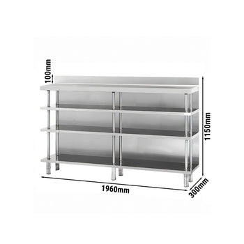Stół roboczy barowy - stal nierdzewna - 1960 x 300 mm - z 4 półkami - Prime Gastro