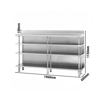 Stół roboczy barowy - stal nierdzewna - 1960 x 600 mm - z 4 półkami - Prime Gastro