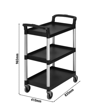 CAMBRO | Wózek do serwowania z polipropylenu - 835x410mm - z 3 piętrami - Czarny - Prime Gastro