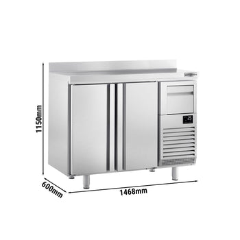 Stół chłodniczy barowy do napojów Premium PLUS - 1470x600 mm - z 2 drzwiami, panelem tylnym & kołatką do kawy - Prime Gastro