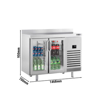 Stół chłodniczy barowy do napojów Premium PLUS - 1468x700 mm - z 2 szklanymi drzwiami & panelem tylnym - Prime Gastro