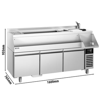 Stół chłodniczy barowy do napojów - 1600x600 mm - 235 litrów - z 3 szufladami i półkami