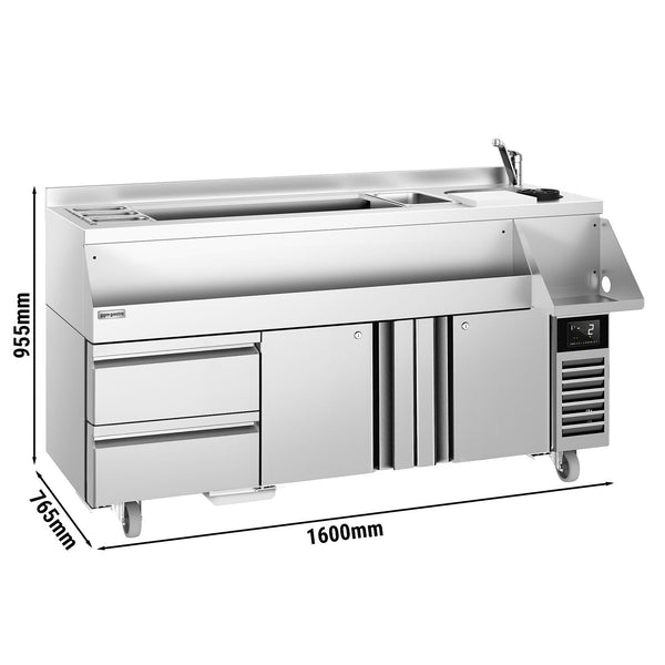 Stół chłodniczy barowy do napojów - 1600x600 mm - 235 litrów - z 2 drzwiami, 2 szufladami i półkami - Prime Gastro