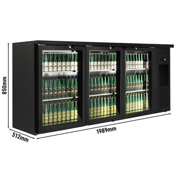 Stół chłodniczy barowy do napojów Premium PLUS- 1989 x 528 mm - 410 litrów - z 3 szklanymi drzwiami - Prime Gastro