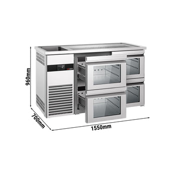 Barowy stół chłodniczy PREMIUM - 1550x700 mm - 4 szklane szuflady - Prime Gastro