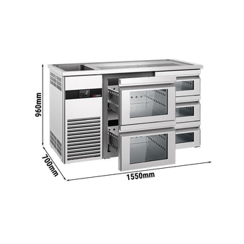 Barowy stół chłodniczy PREMIUM - 1550x700mm - 5 szklanych szuflad - Prime Gastro