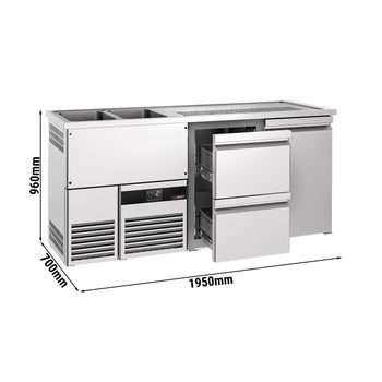 Barowy stół chłodniczy PREMIUM - 1950x700 mm - 1 drzwi & 2 szuflady - Prime Gastro