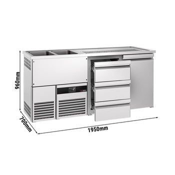 Barowy stół chłodniczy PREMIUM - 1950x700 mm - 1 drzwi & 3 szuflady - Prime Gastro