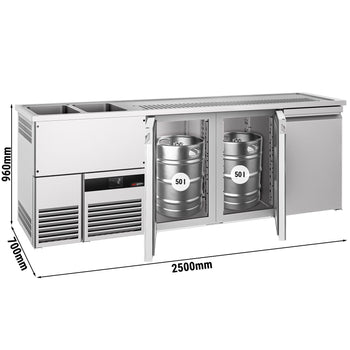 Barowy stół chłodniczy PREMIUM - 2500x700mm - 3 drzwi - Prime Gastro