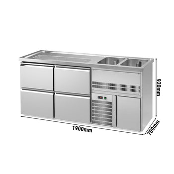 Barowy stół chłodniczy Premium PLUS - 1950x700mm - 4 szuflady - Prime Gastro