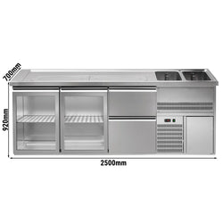 Lada barmańska PREMIUM PLUS - 2500x700mm - 2 Drzwi przeszklone & 2 Szuflady