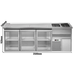 Lada barmańska PREMIUM PLUS - 2500x700mm - 3 Drzwi przeszklone