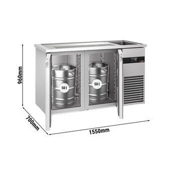Barowy stół chłodniczy PREMIUM - 1550x700 mm - 2 drzwi - Prime Gastro