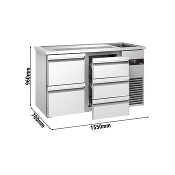 Barowy stół chłodniczy PREMIUM - 1550x700 mm - 5 szuflad - Prime Gastro