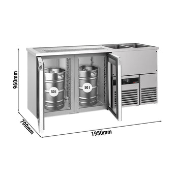 Barowy stół chłodniczy PREMIUM - 1950x700 mm - 2 szklane drzwi - Prime Gastro