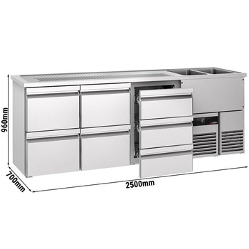 Barowy stół chłodniczy PREMIUM - 2500x700mm - 7 szuflad - Prime Gastro
