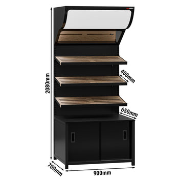 Półka na chleb – MADRID – 900 mm – z 3 półkami – czarny matowy