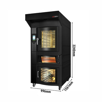 Obrotowy elektryczny piec piekarniczy konwekcyjny - 6x EN 60x40 - Touch - włącznie z piecem do pizzy, garownikiem & garownikiem