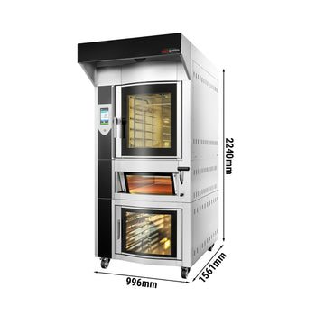 Piec obrotowy elektryczny - dotykowy - 6x EN 600x400 & piec do pizzy - z okapem & komorą rozrostu