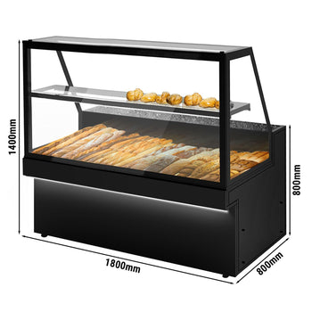 Witryna na chleb TORONTO - 1800 mm - czarny panel przedni- oświetlenie LED - 1 półka - Prime Gastro