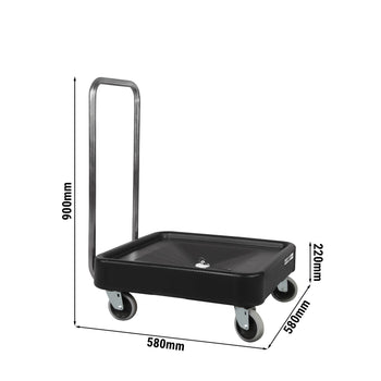Wózek transportowy do koszy zlewozmywakowych - 58 x 58 cm - z uchwytem - Prime Gastro