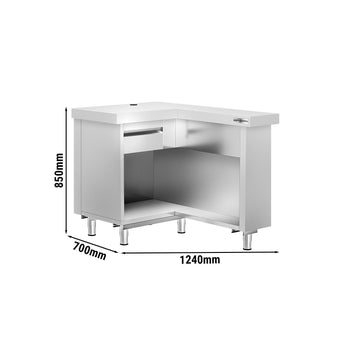 Lada kasowa KOPENHAGEN - 1240 mm - prawa - stal nierdzewna - Prime Gastro