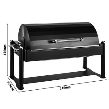 Naczynie do podgrzewanie elektryczne - GN 1/1 - z pokrywką rolowaną - czarny - Prime Gastro