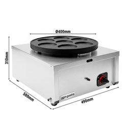 Gazowa Naleśnikarka - Sterowanie: manualne - Kształt: 7 patelni - do 7 szt. - Ø 400mm - 6.04kW