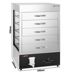 Piekarnik parowy - 2,5 kW - manualny - wraz z nadstawką do pieczenia na parze z 5 szufladami