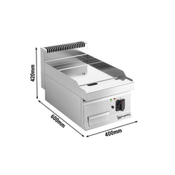Płyta grillowa elektryczna - chromowana - 4,5kW - Gładka - Powierzchnia: 395x500mm - nastawna
