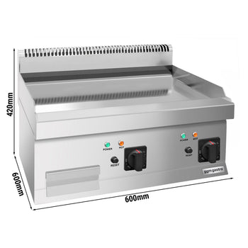 Elektryczna płyta grillowa – z powłoką z twardego chromu – 9 kW – gładka - Prime Gastro