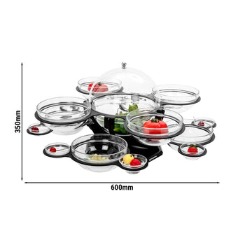 Etażerka/stojak bufetowy - obrotowy - czarny - włącznie z 17 szklanymi miskami - okrągły - Prime Gastro