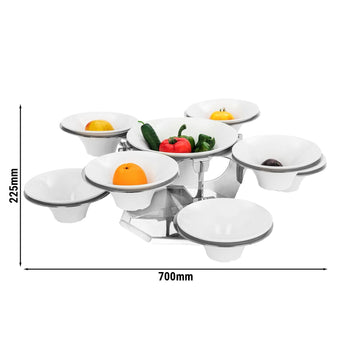 Etażerka / stojak bufetowy - obrotowy - stal nierdzewna - włącznie z 9 miskami z melaminy - okrągły - Prime Gastro