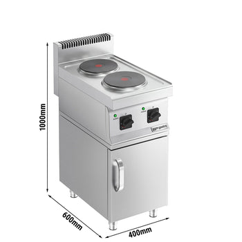 Kuchenka elektryczna - 4 kW - 2 okrągłe płyty - z podstawą z 1 drzwiczkami