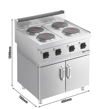 Kuchenka elektryczna - 9,2 kW - 4 okrągłe płyty - z podstawą z 2 drzwiczkami